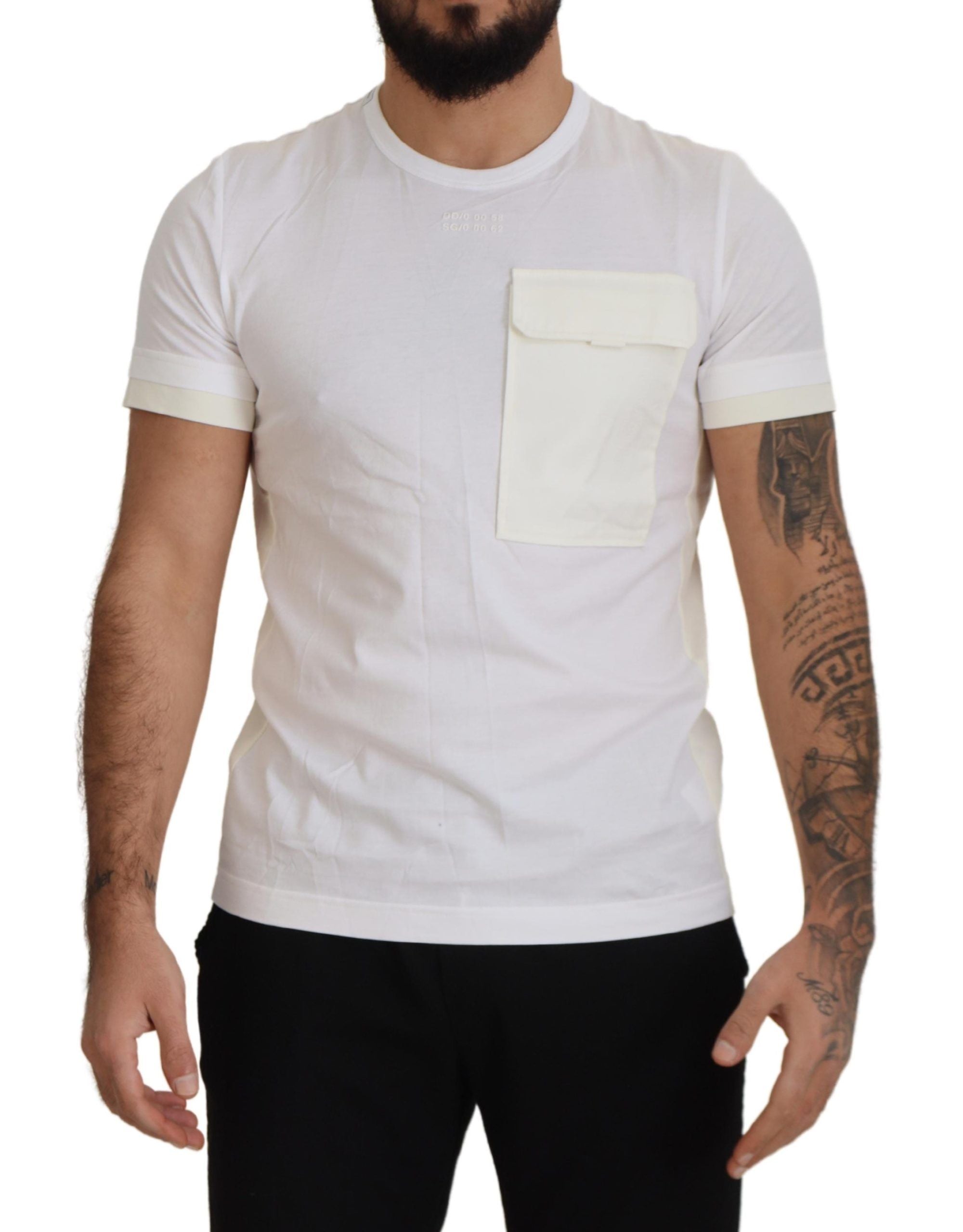 Dolce &amp; Gabbana Elegantes weißes Baumwoll-T-Shirt mit DG-Brusttasche