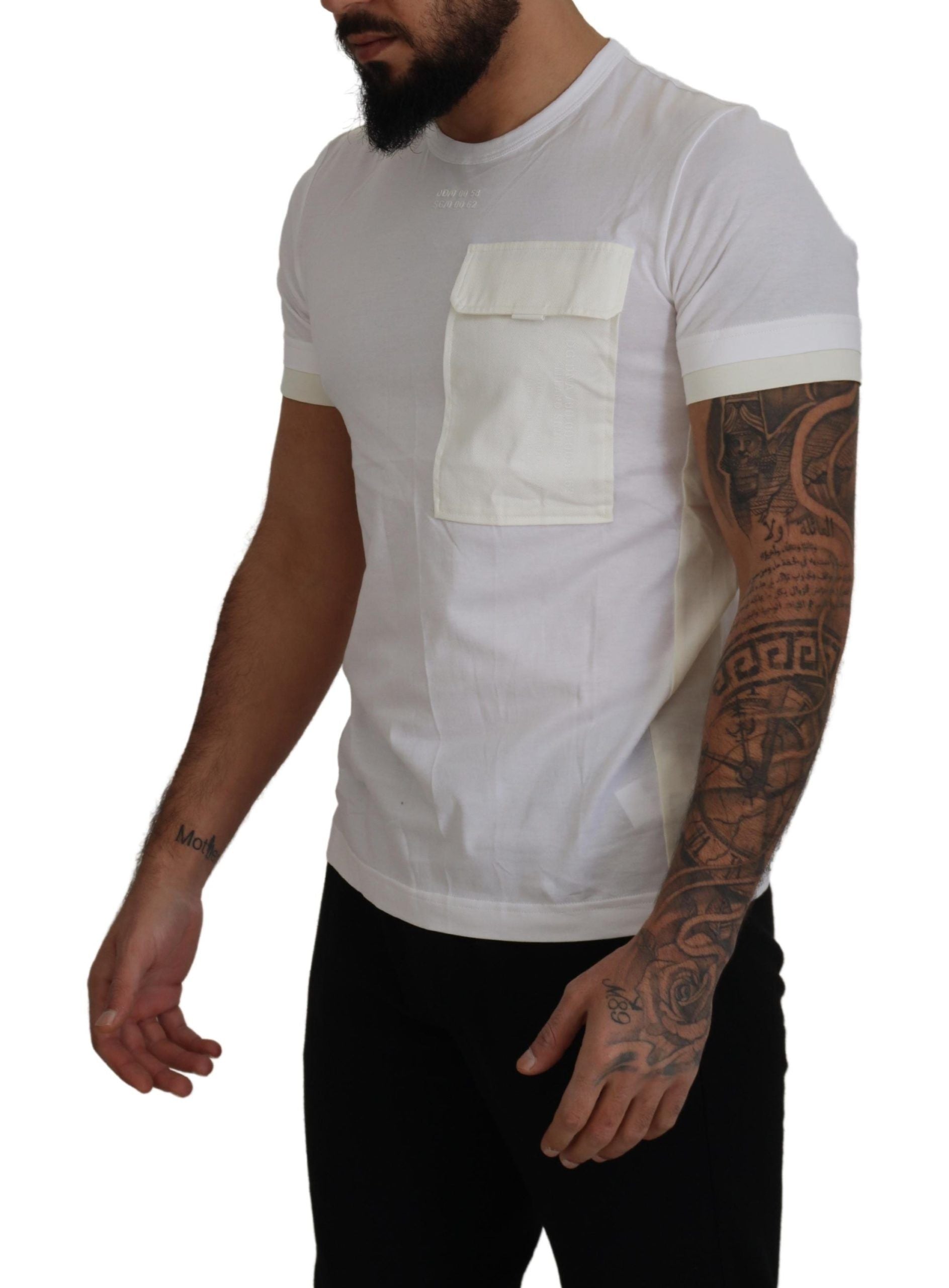 Dolce &amp; Gabbana Elegantes weißes Baumwoll-T-Shirt mit DG-Brusttasche