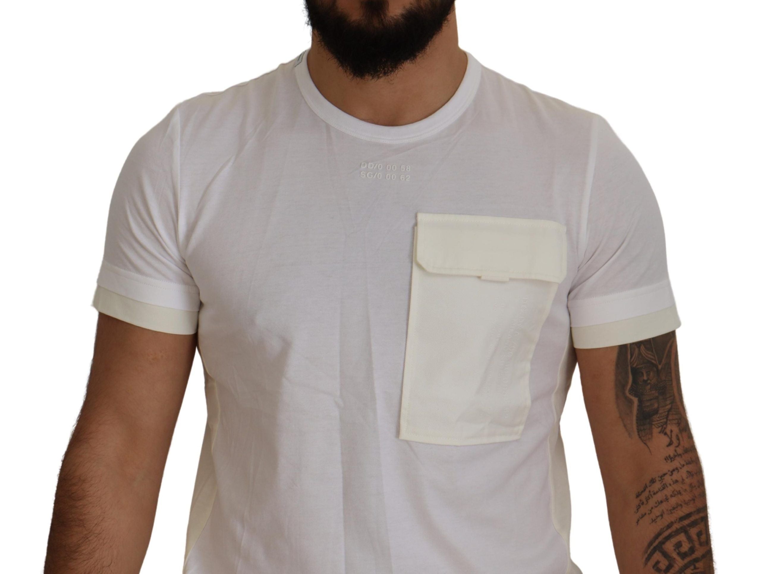 Dolce &amp; Gabbana Elegantes weißes Baumwoll-T-Shirt mit DG-Brusttasche
