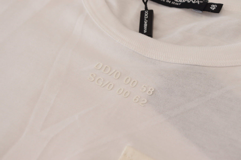 Dolce &amp; Gabbana Elegantes weißes Baumwoll-T-Shirt mit DG-Brusttasche