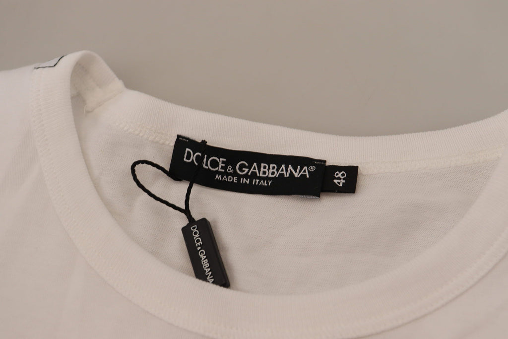 Dolce &amp; Gabbana Elegantes weißes Baumwoll-T-Shirt mit DG-Brusttasche