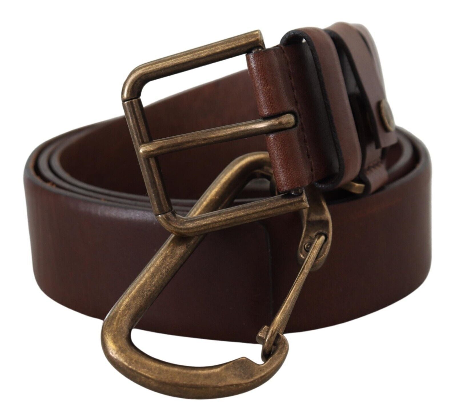 Ceinture élégante en cuir marron Dolce &amp; Gabbana avec boucle en métal