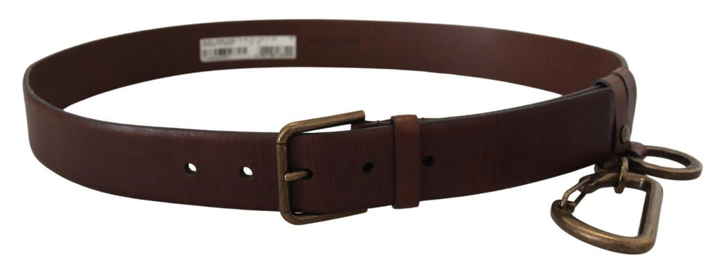 Ceinture élégante en cuir marron Dolce &amp; Gabbana avec boucle en métal