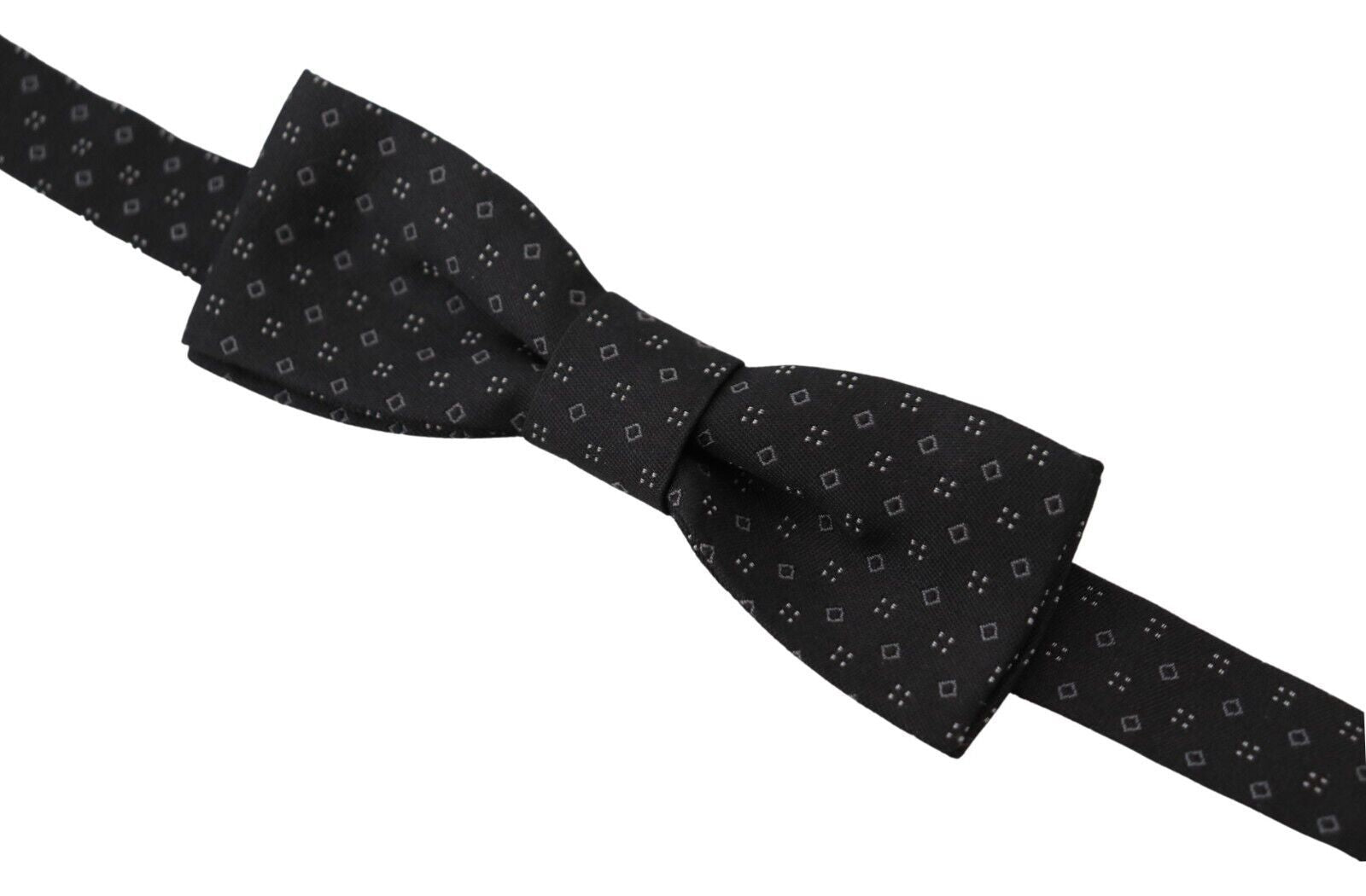 Dolce &amp; Gabbana – Exklusive schwarze Seidenfliege mit Muster