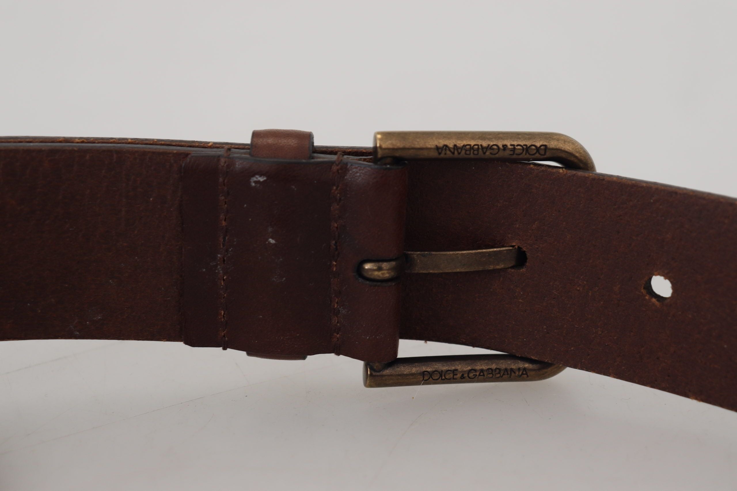 Ceinture élégante en cuir marron Dolce &amp; Gabbana avec boucle en métal