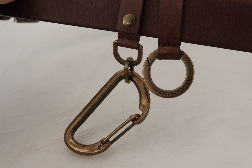 Ceinture élégante en cuir marron Dolce &amp; Gabbana avec boucle en métal