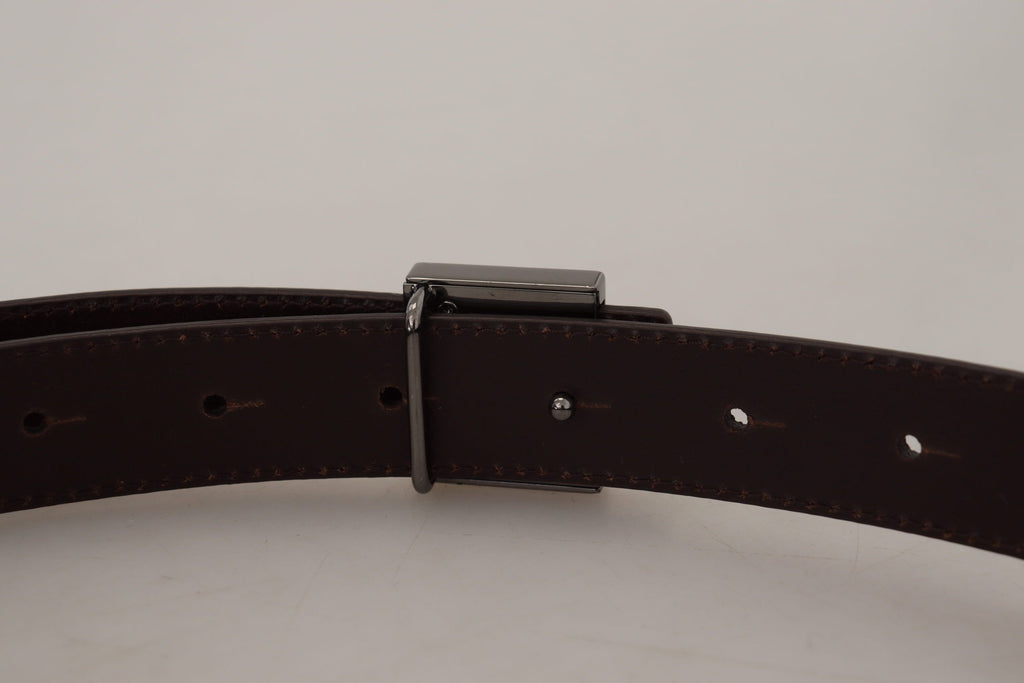 Ceinture en cuir à boucle carrée dorée Dolce &amp; Gabbana