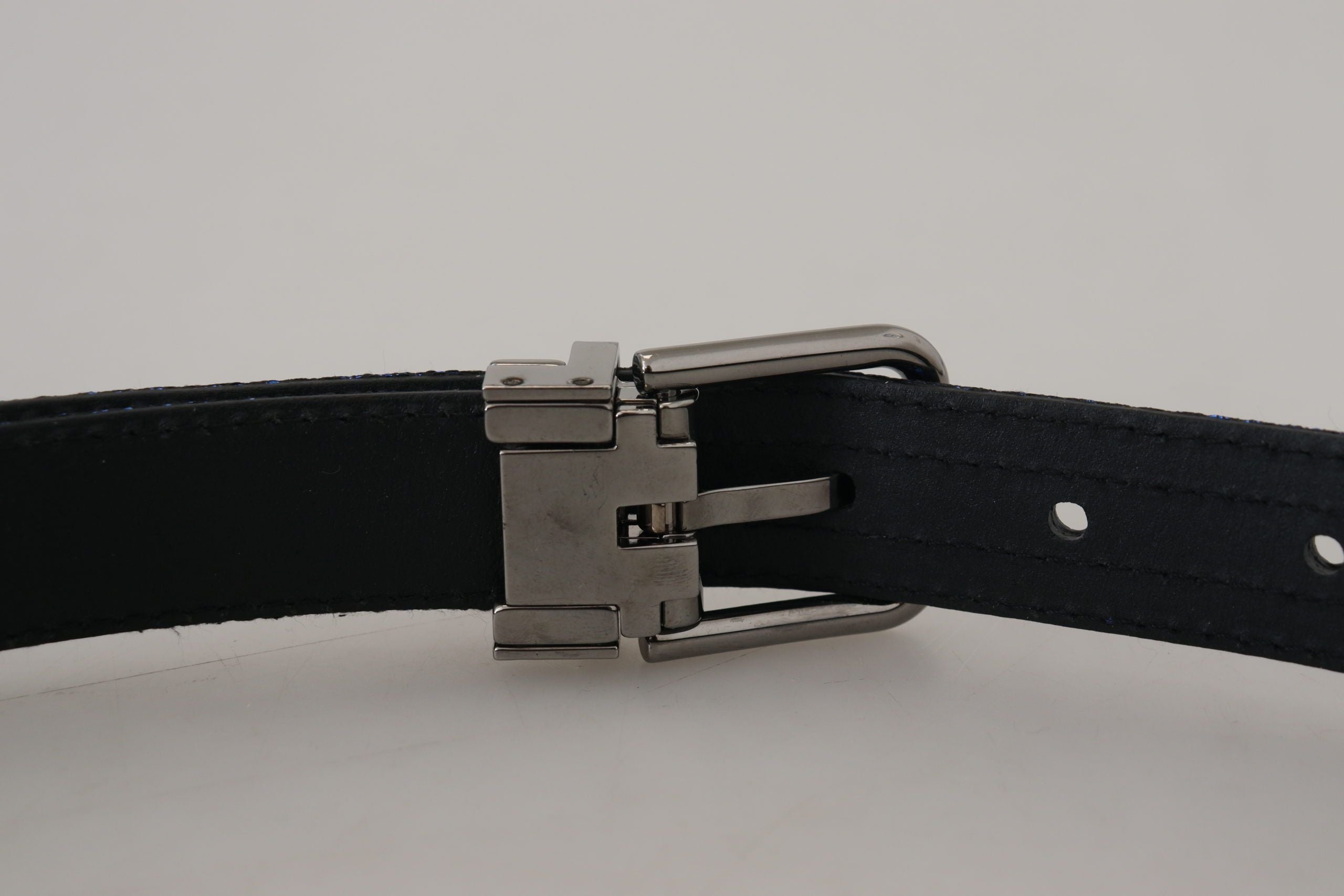 Ceinture élégante en cuir jacquard bleu Dolce &amp; Gabbana