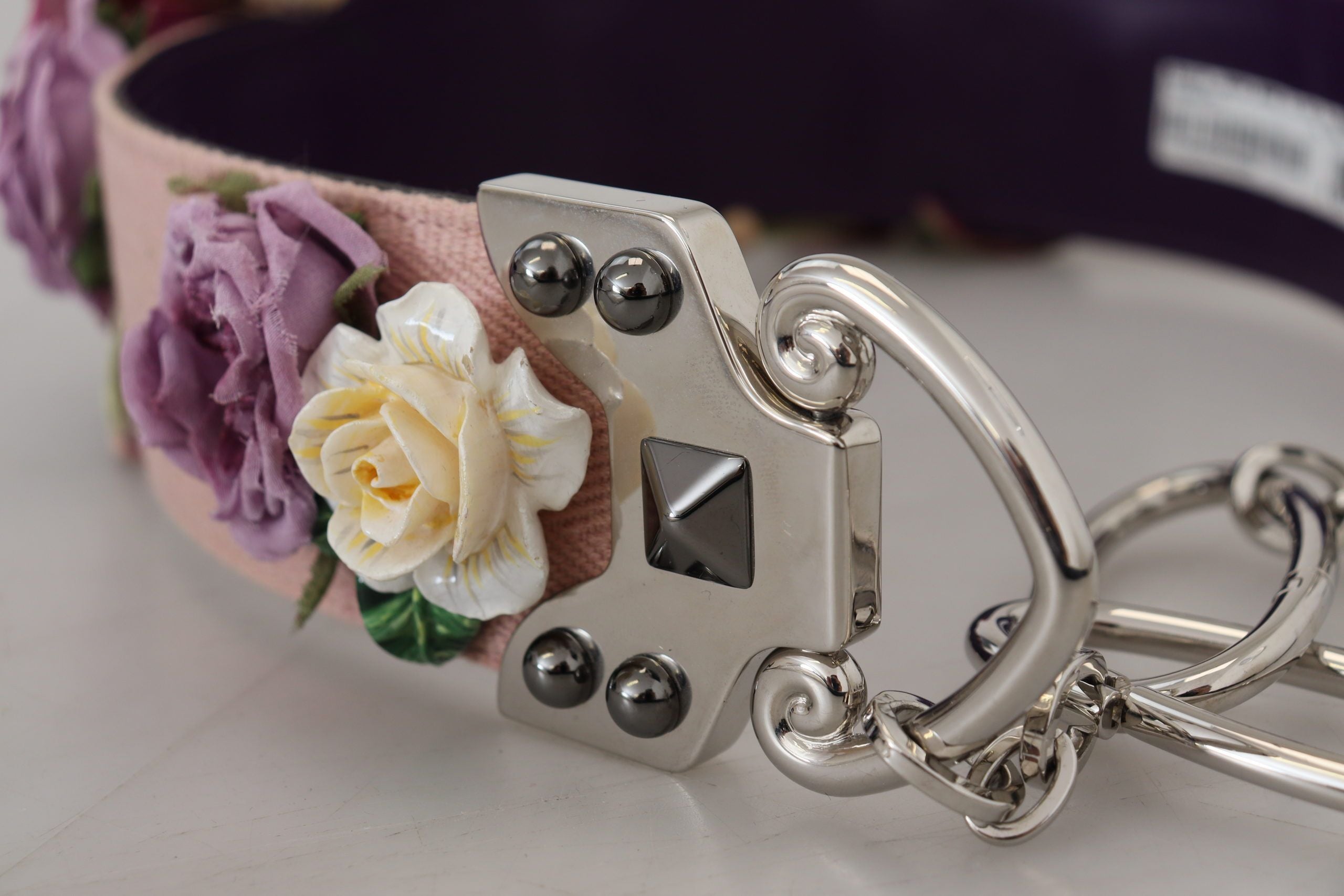 Bandoulière en cuir beige à fleurs Dolce &amp; Gabbana