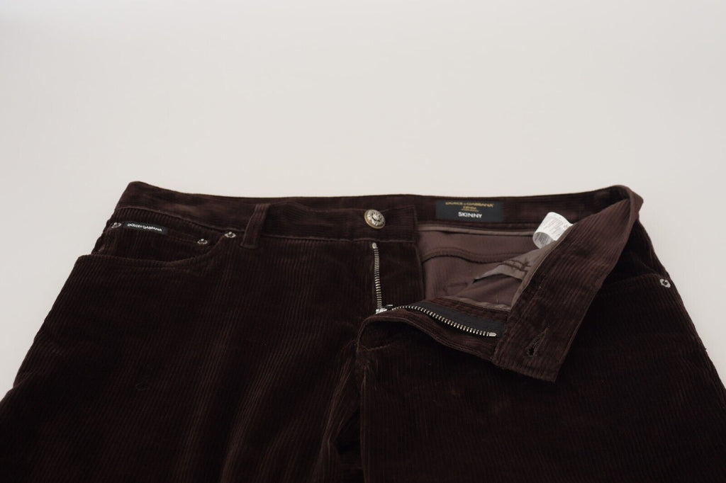 Pantalon élégant en soie mélangée marron Dolce &amp; Gabbana