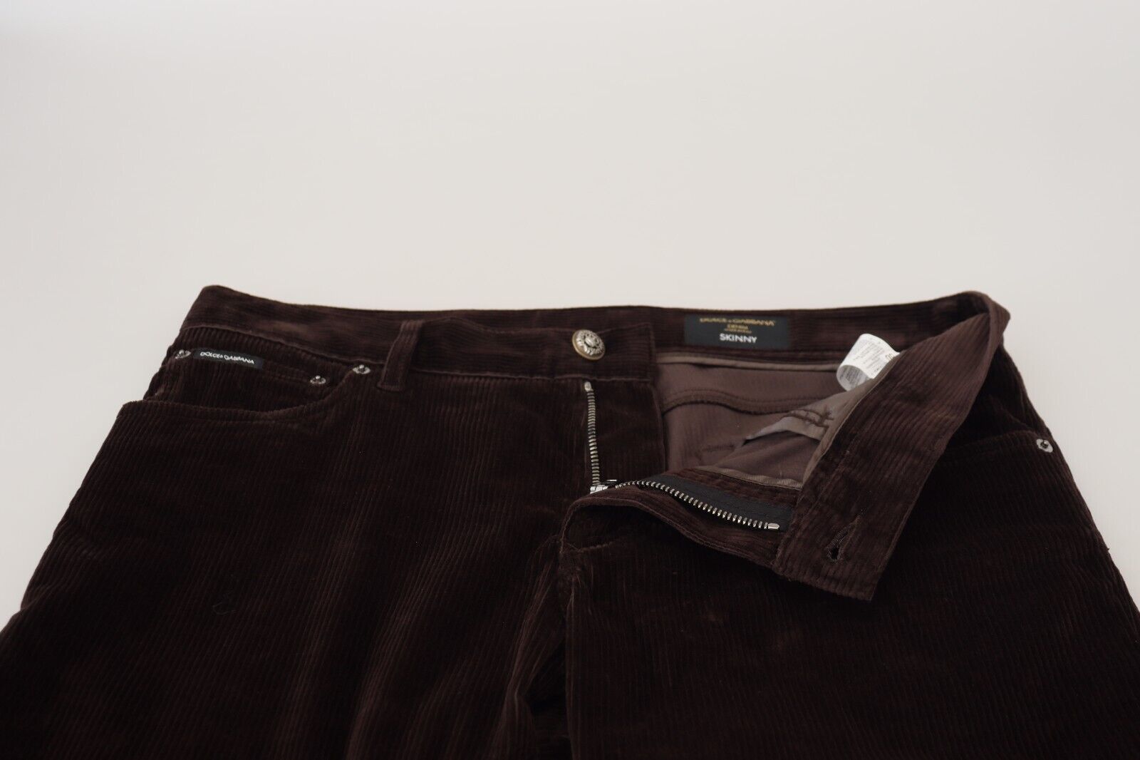 Pantalon élégant en soie mélangée marron Dolce &amp; Gabbana