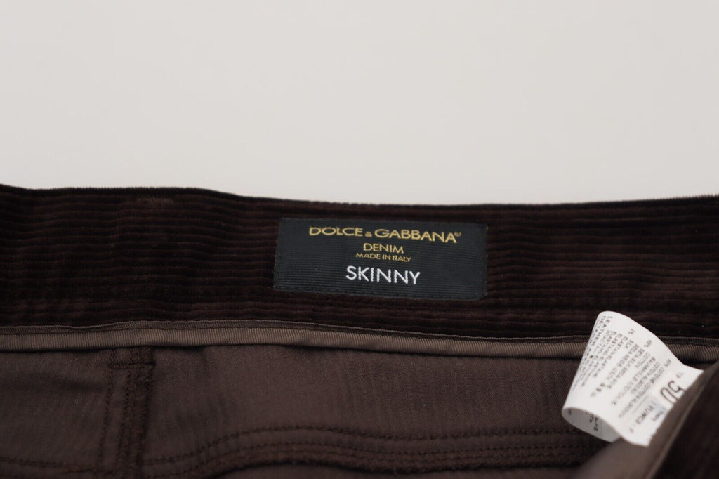 Pantalon élégant en soie mélangée marron Dolce &amp; Gabbana