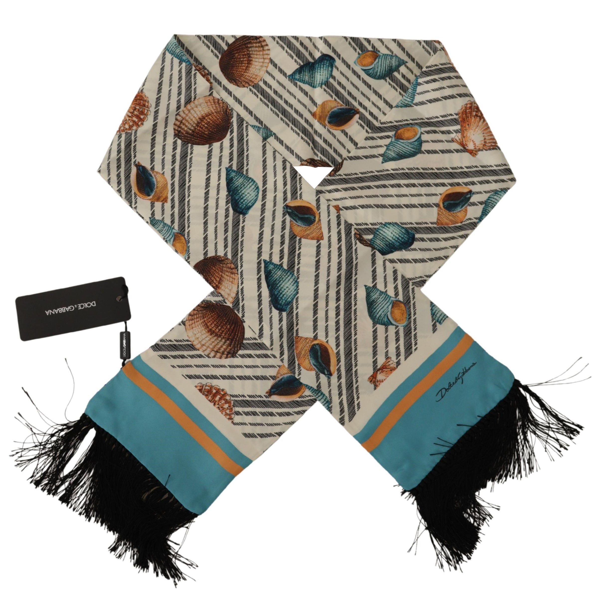 Dolce &amp; Gabbana Mehrfarbiger Seidenschal mit Muschel-Print