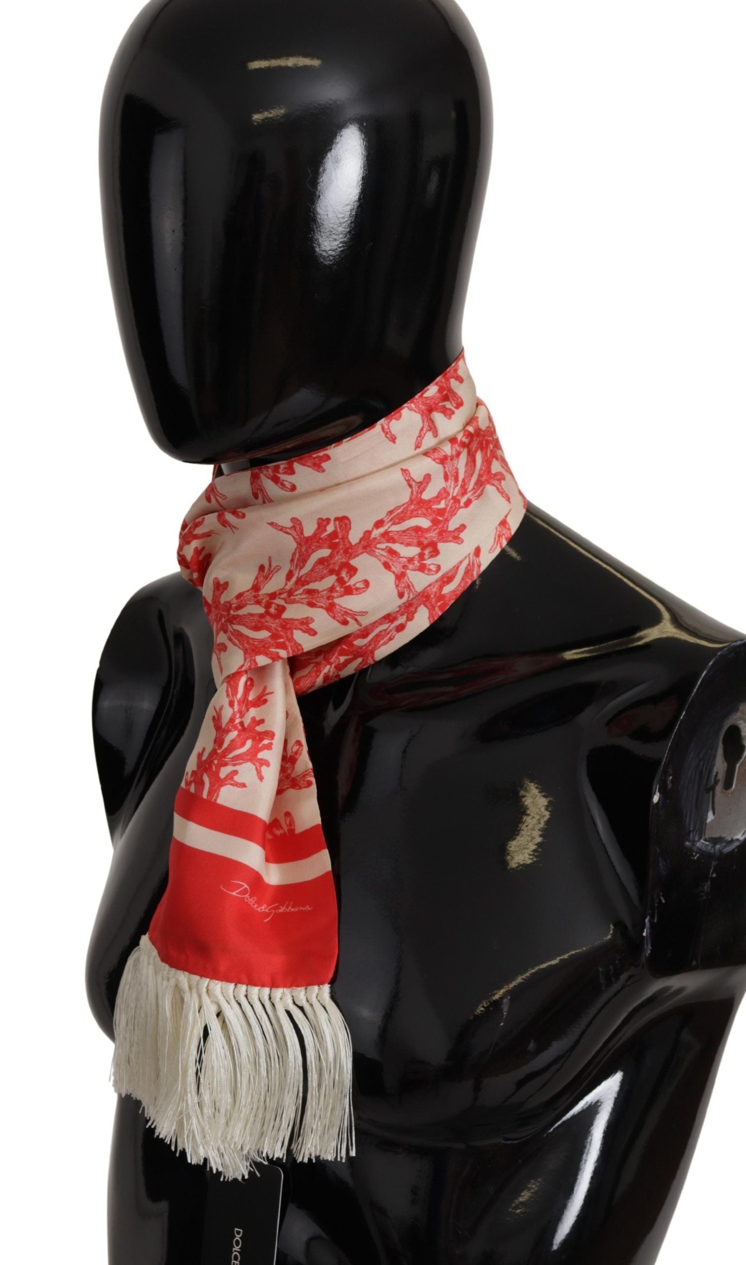 Dolce &amp; Gabbana Eleganter Seidenschal für Herren – Roter Korallendruck