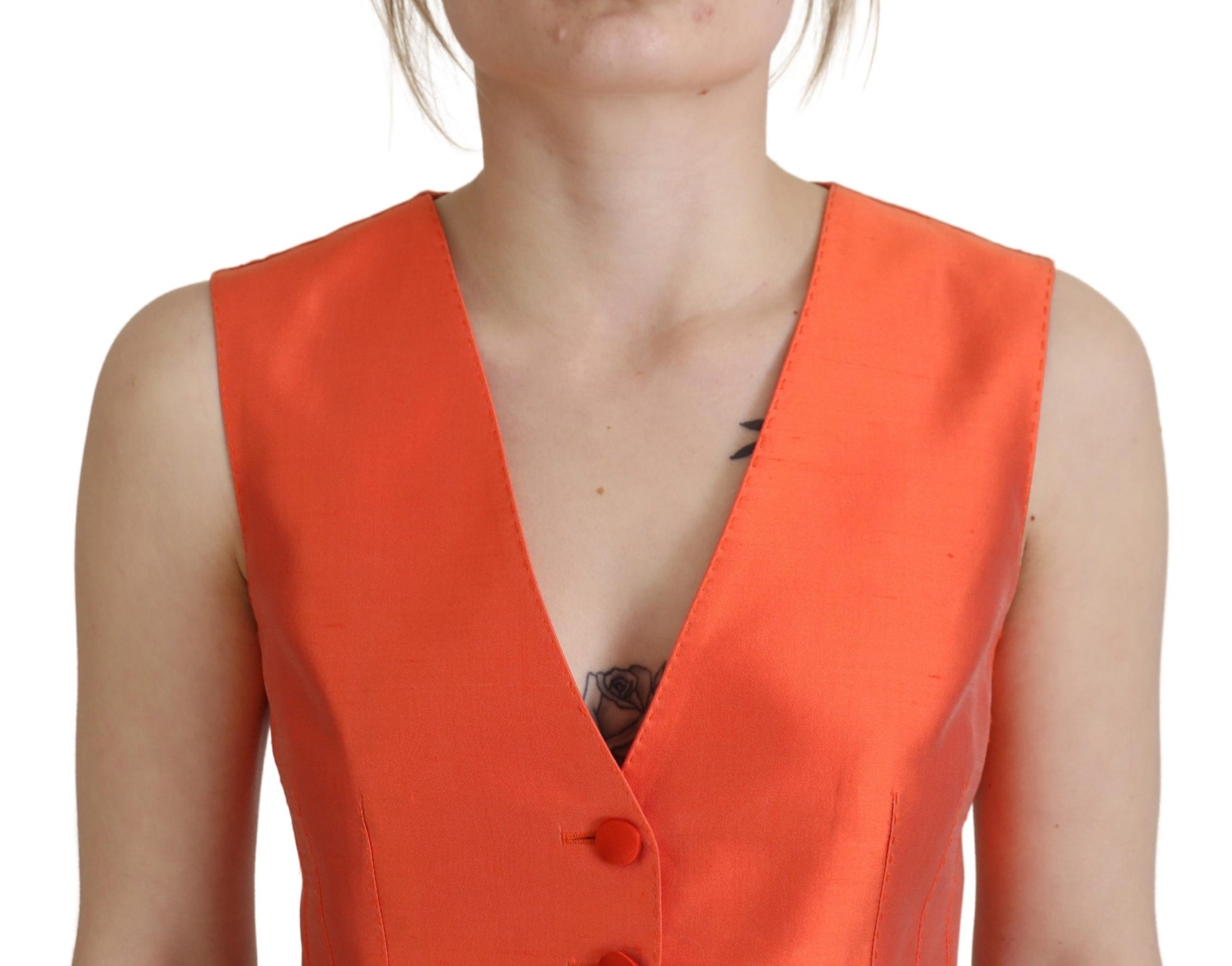 Dolce &amp; Gabbana Elegante orange Seidenweste