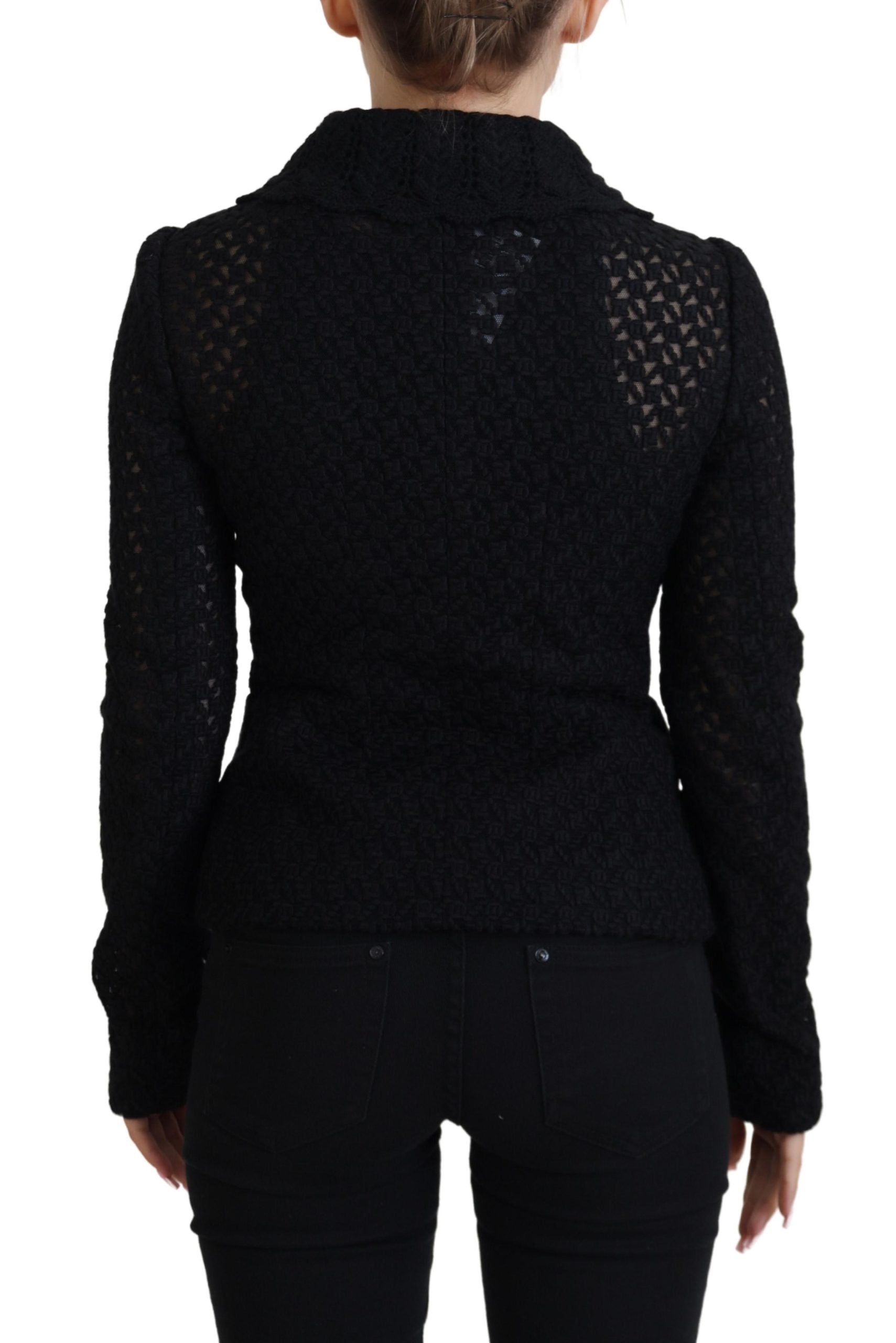 Dolce &amp; Gabbana Elegante schwarze Button-Down-Jacke aus Wollmischung