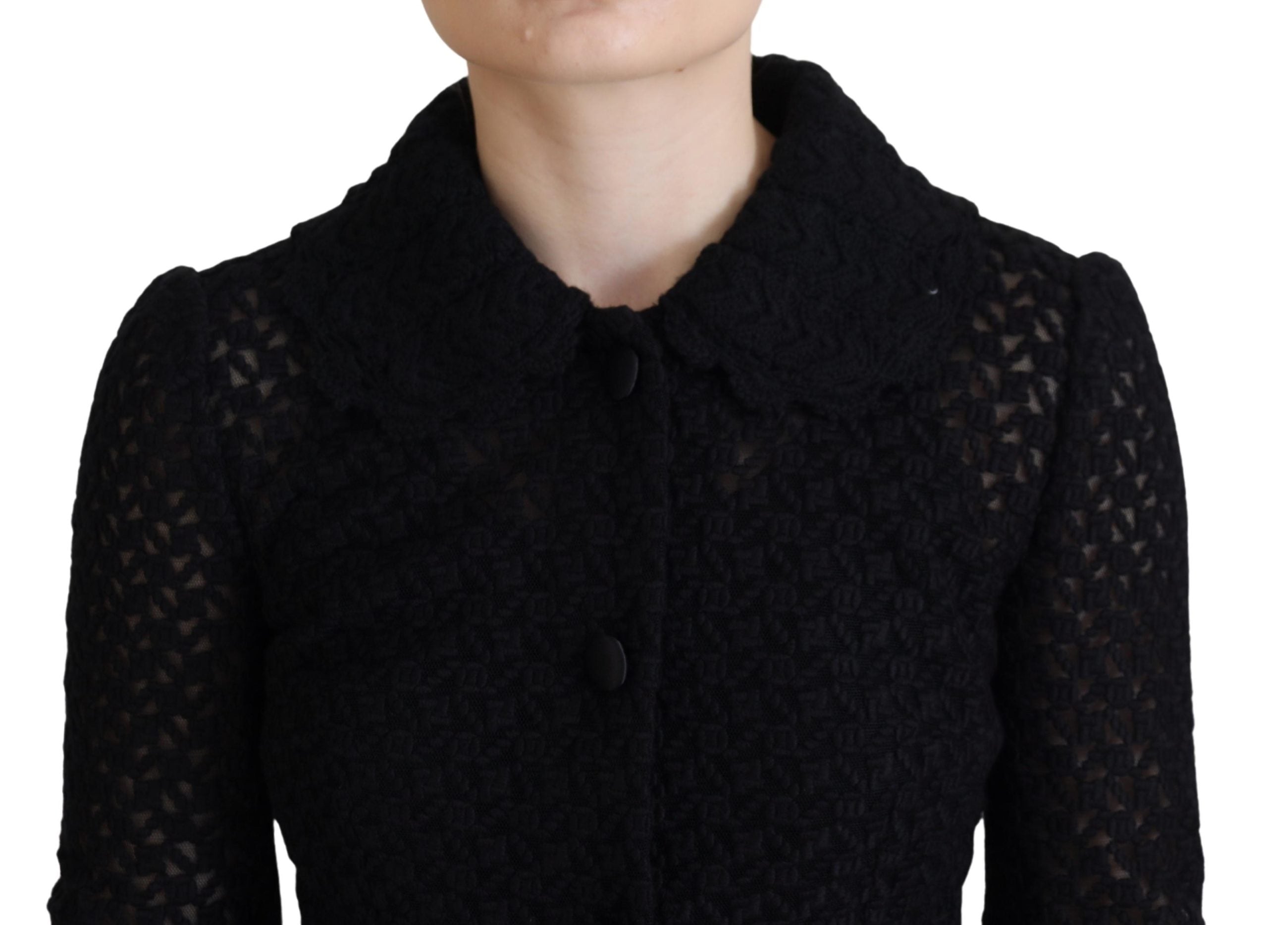 Dolce &amp; Gabbana Elegante schwarze Button-Down-Jacke aus Wollmischung