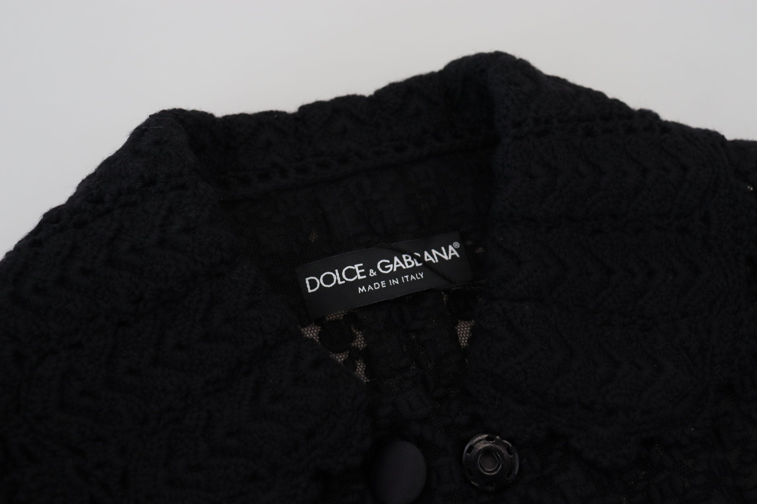 Dolce &amp; Gabbana Elegante schwarze Button-Down-Jacke aus Wollmischung