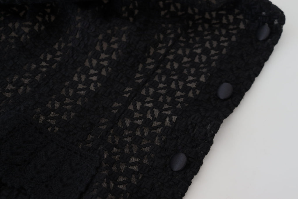 Dolce &amp; Gabbana Elegante schwarze Button-Down-Jacke aus Wollmischung