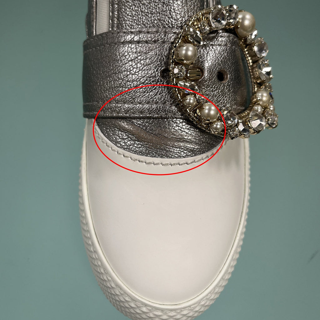 Miu Miu Leather Crystal Sneakers - WOMEN SHOES - MIU MIU - Tluxy New