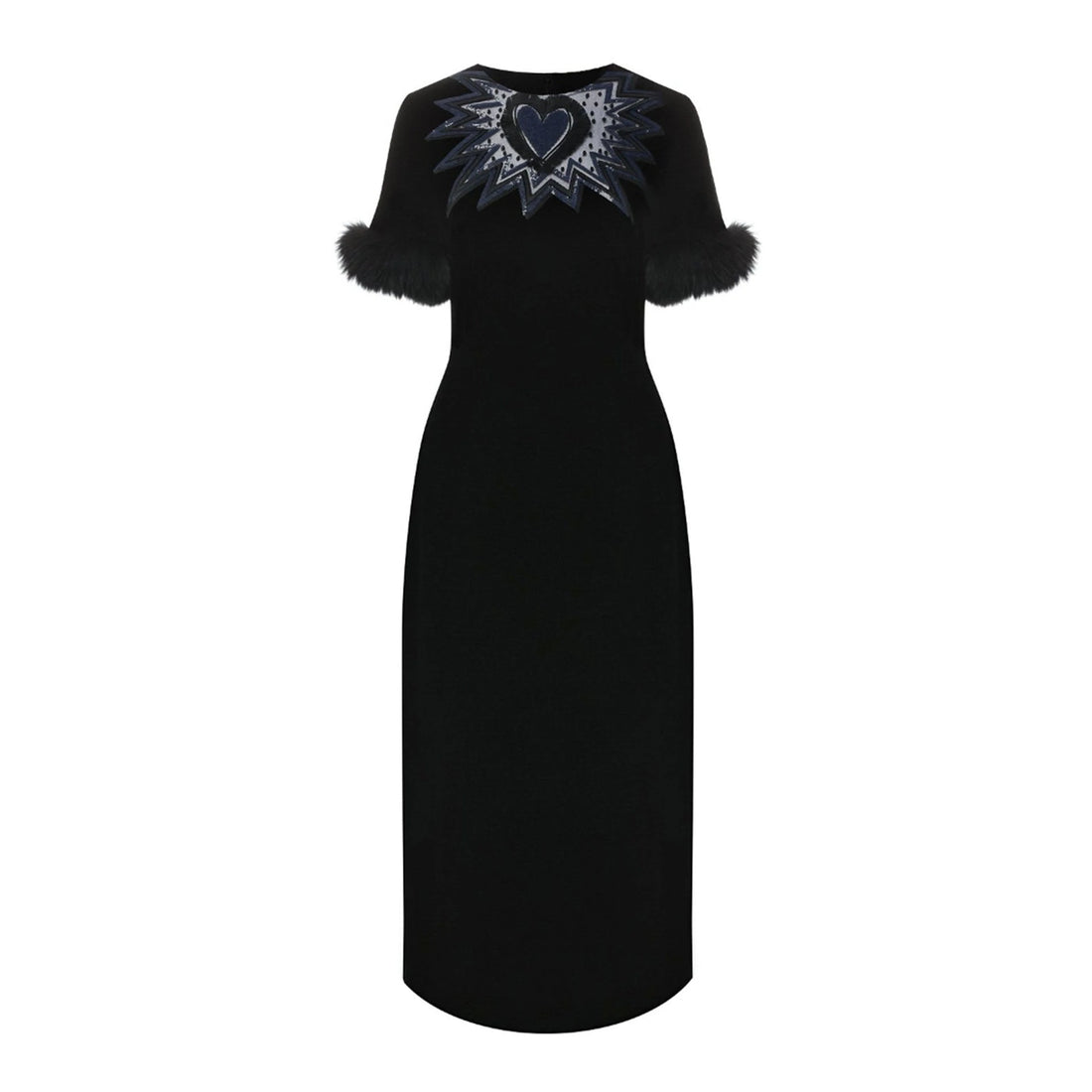Fendi Fur Trim Velvet Midi Dress