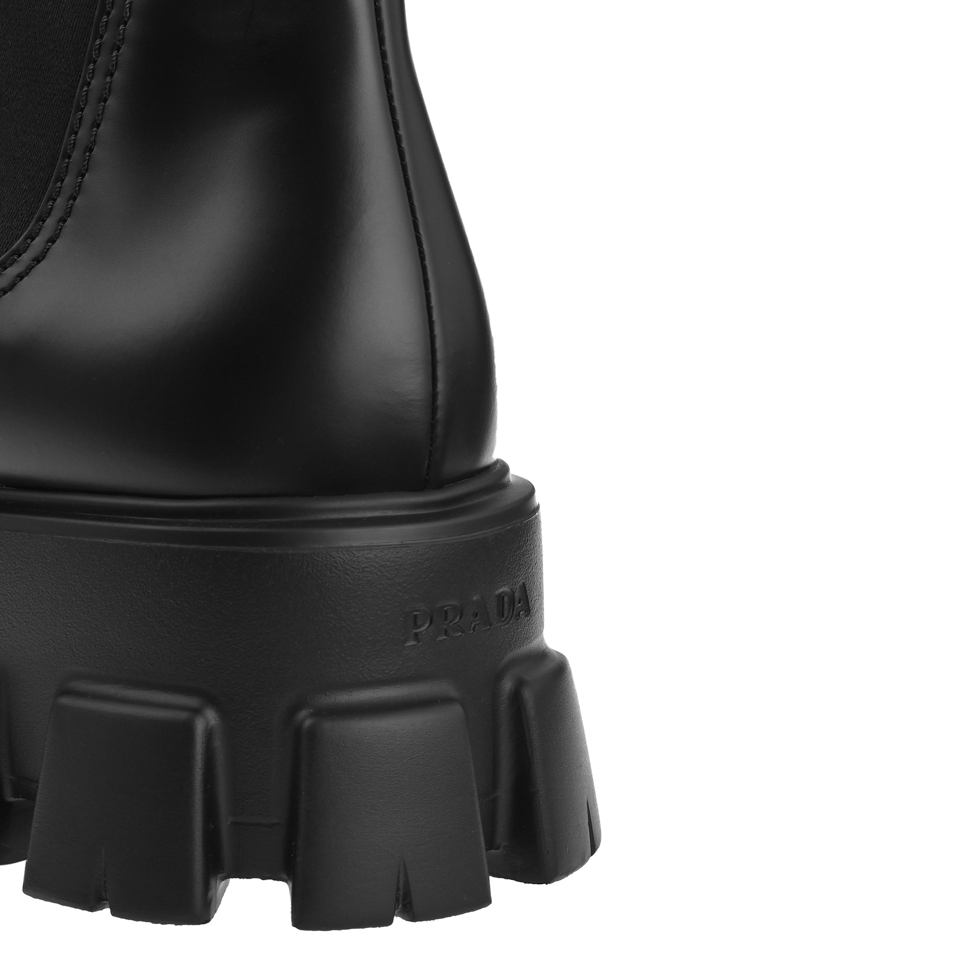 Prada Monolith Leather Ankle Boots
