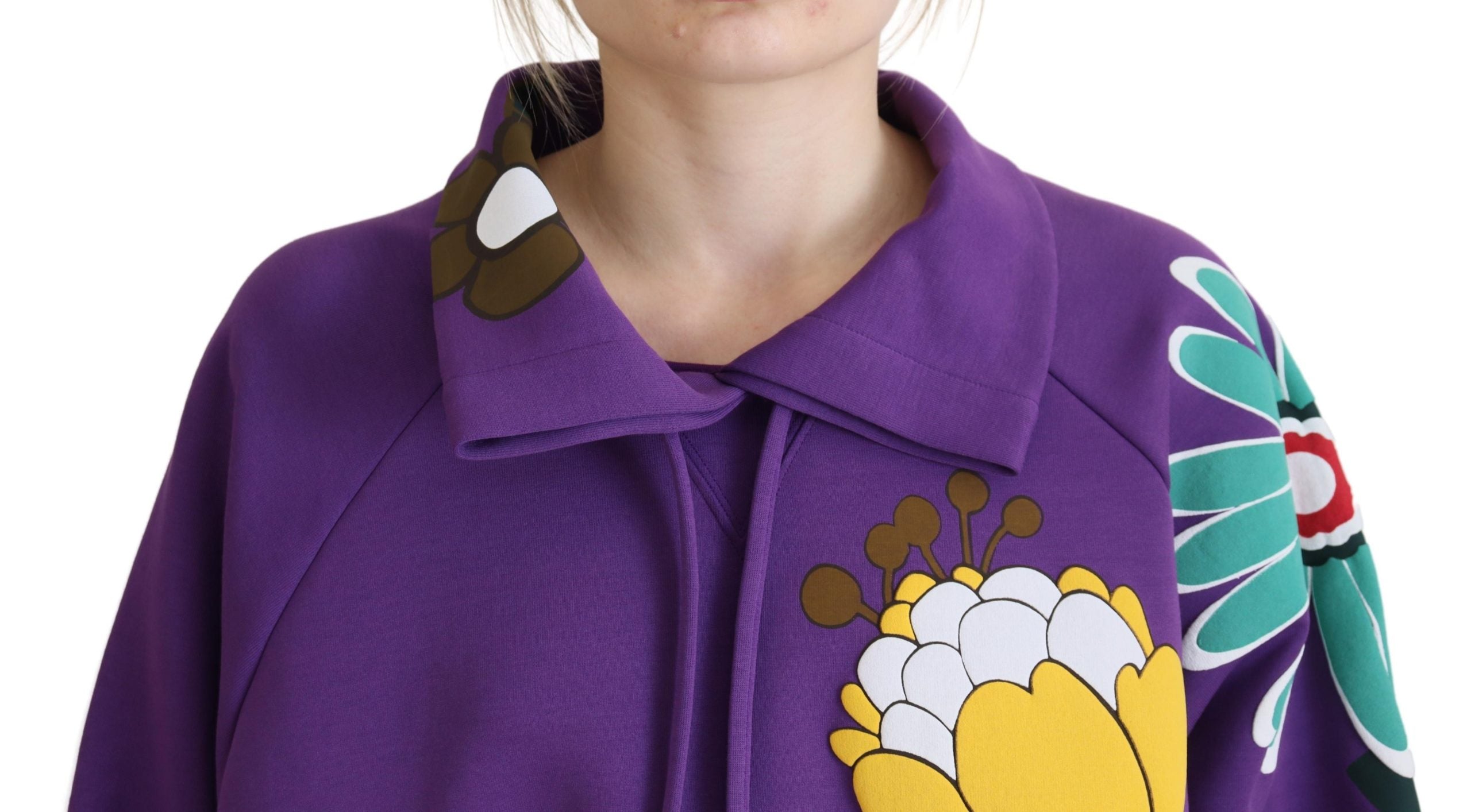 Dolce &amp; Gabbana Eleganter lila Pullover mit Blumenmuster