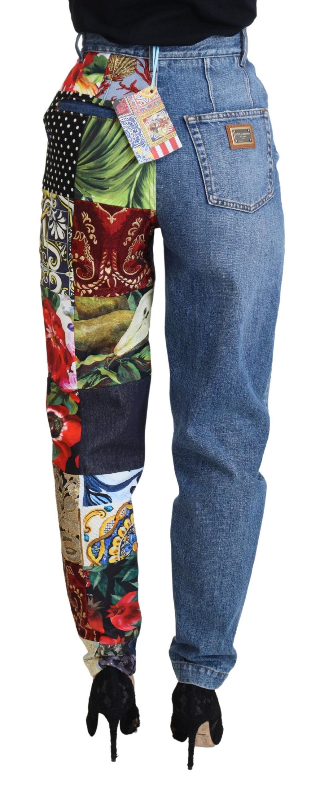 Dolce &amp; Gabbana Patchwork Jacquard Blue Denim Luxusjeans