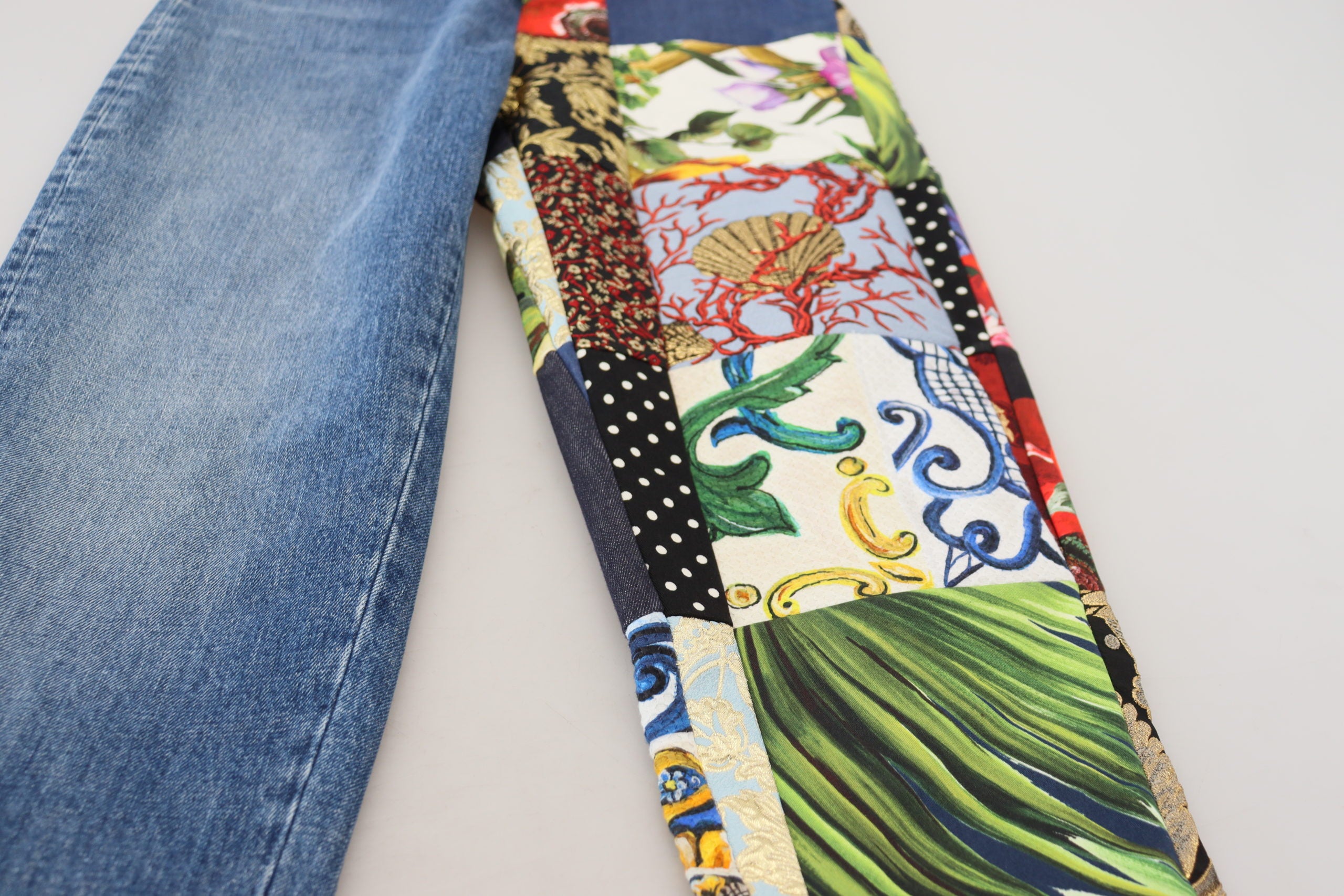 Dolce &amp; Gabbana Patchwork Jacquard Blue Denim Luxusjeans