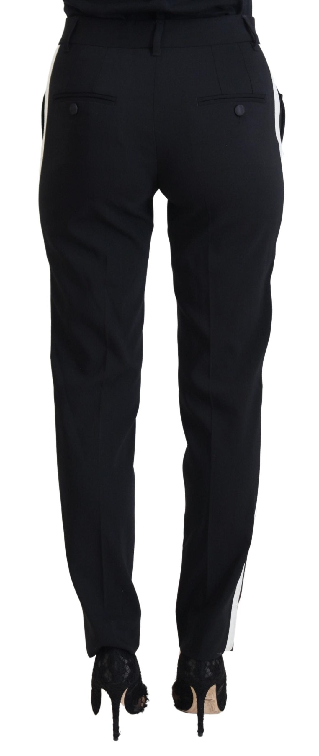 Dolce &amp; Gabbana Elegante schwarze Woll-Seidenhose