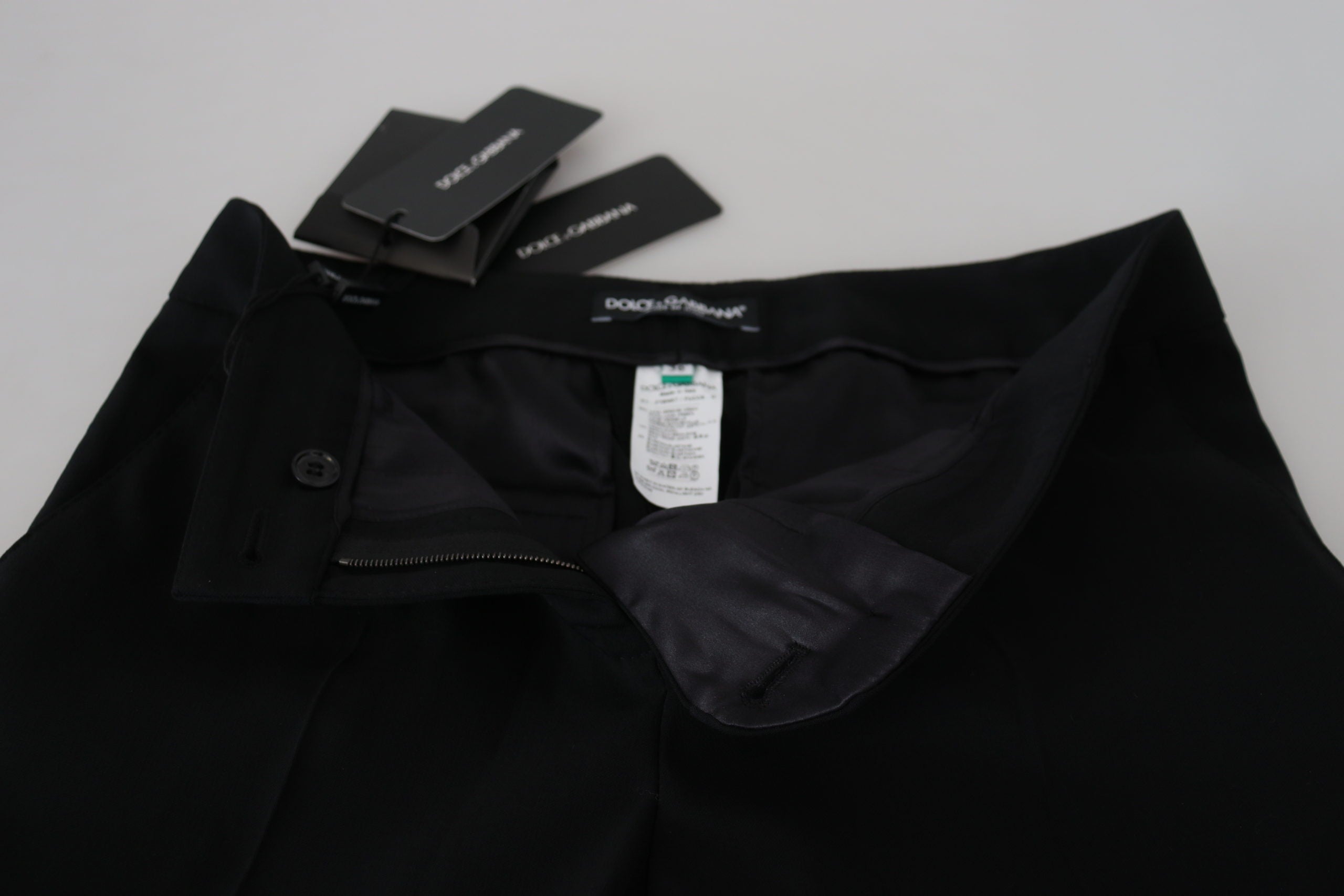 Dolce &amp; Gabbana Elegante schwarze Woll-Seidenhose