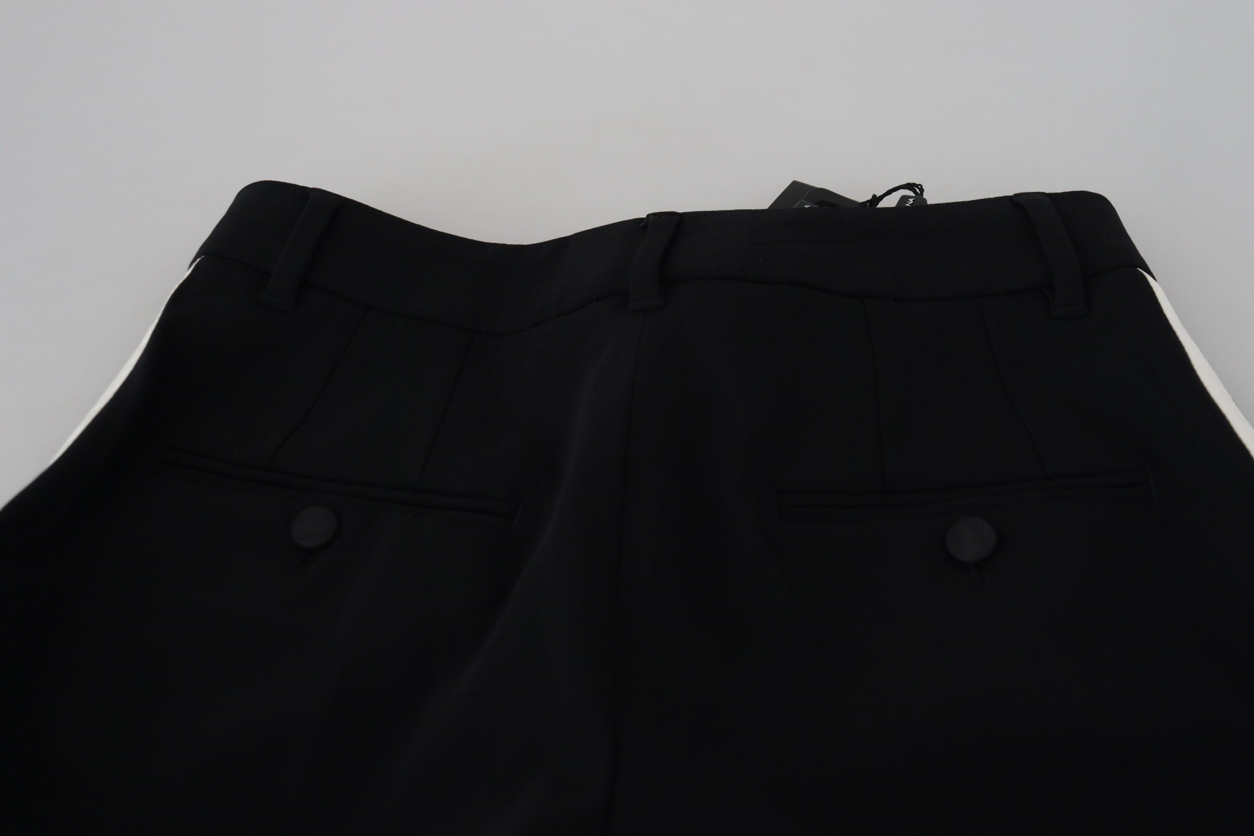 Dolce &amp; Gabbana Elegante schwarze Woll-Seidenhose