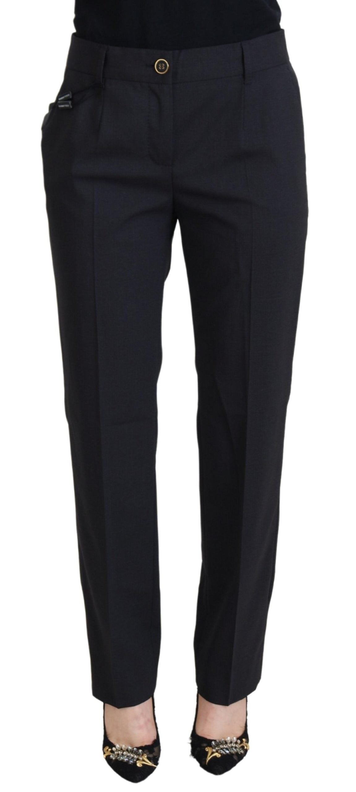Dolce &amp; Gabbana Schicke Hose aus grauer Wollmischung für gehobenen Stil