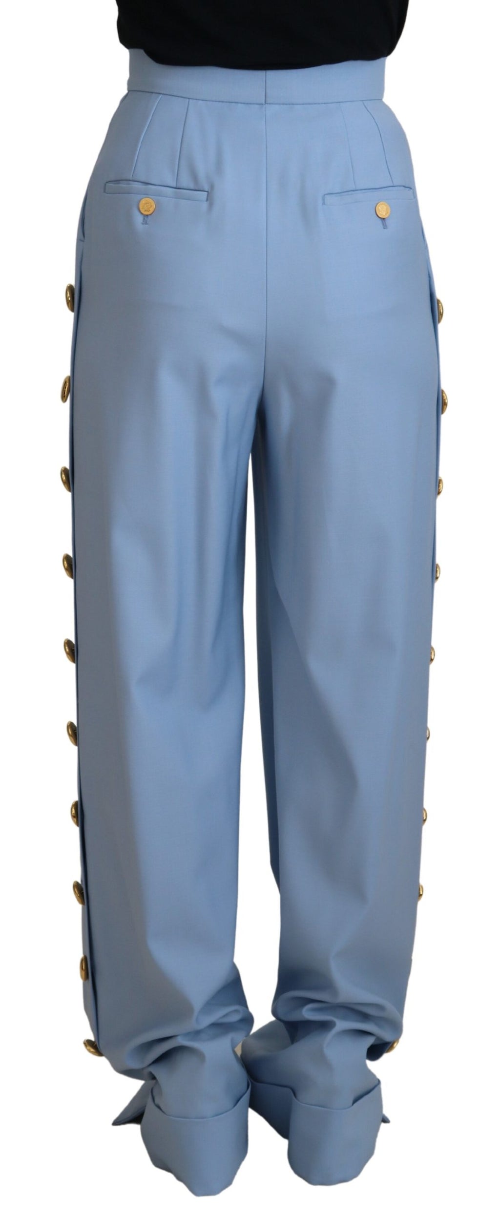 Dolce &amp; Gabbana Elegante hellblaue Hose aus Woll-Seiden-Mix