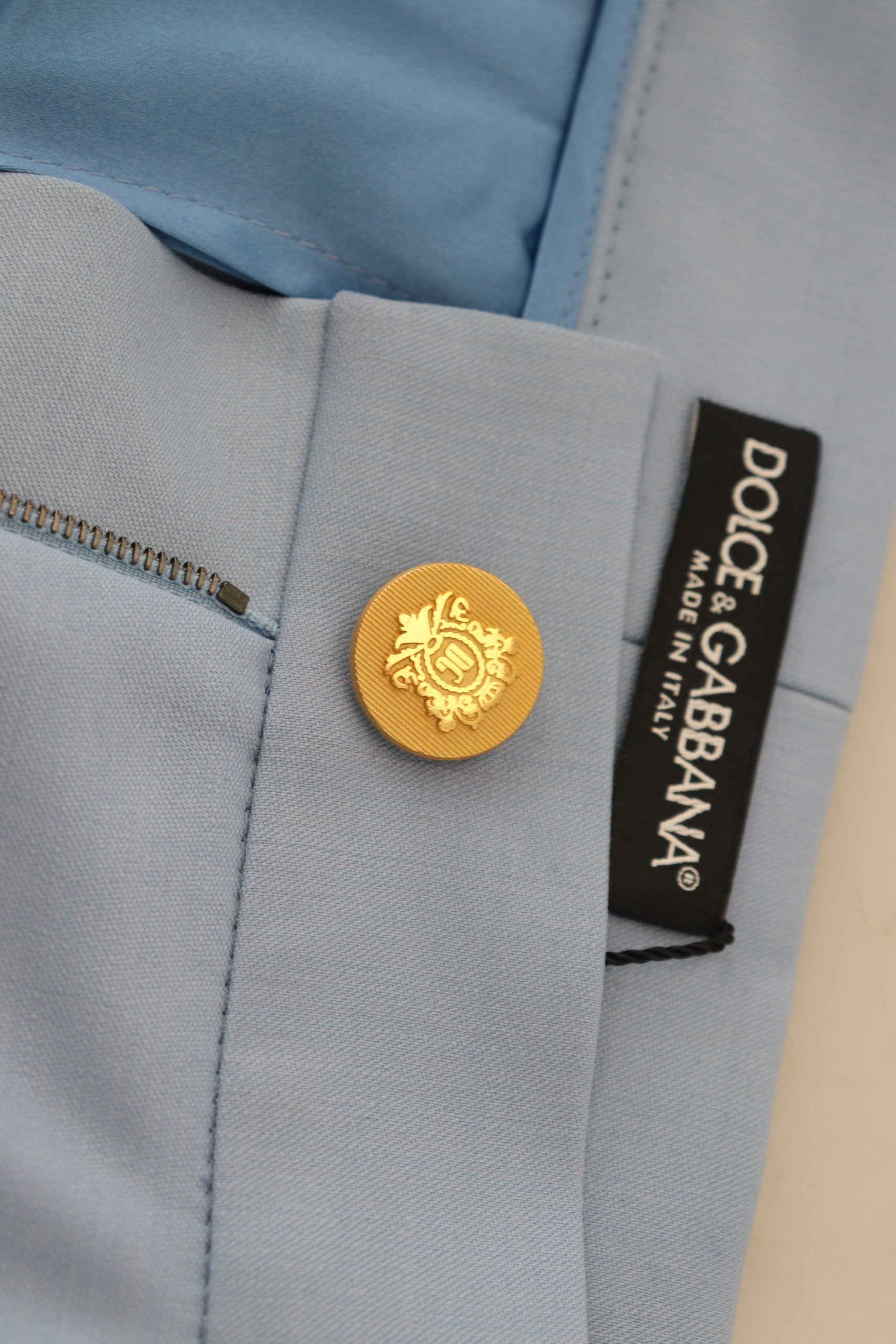 Dolce &amp; Gabbana Elegante hellblaue Hose aus Woll-Seiden-Mix
