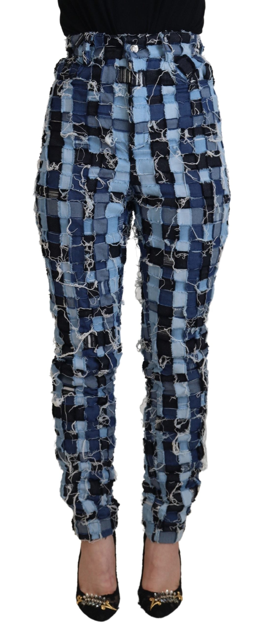 Jean skinny taille haute patchwork multicolore Dolce &amp; Gabbana
