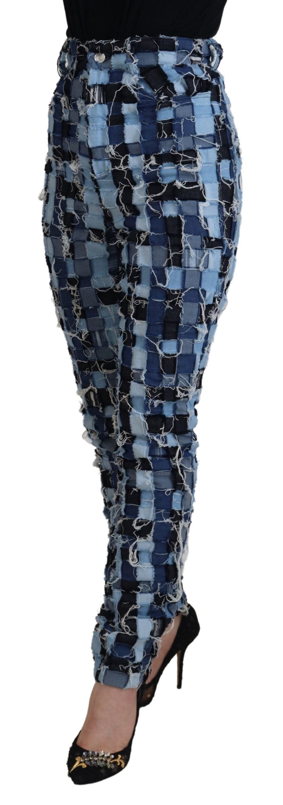 Jean skinny taille haute patchwork multicolore Dolce &amp; Gabbana