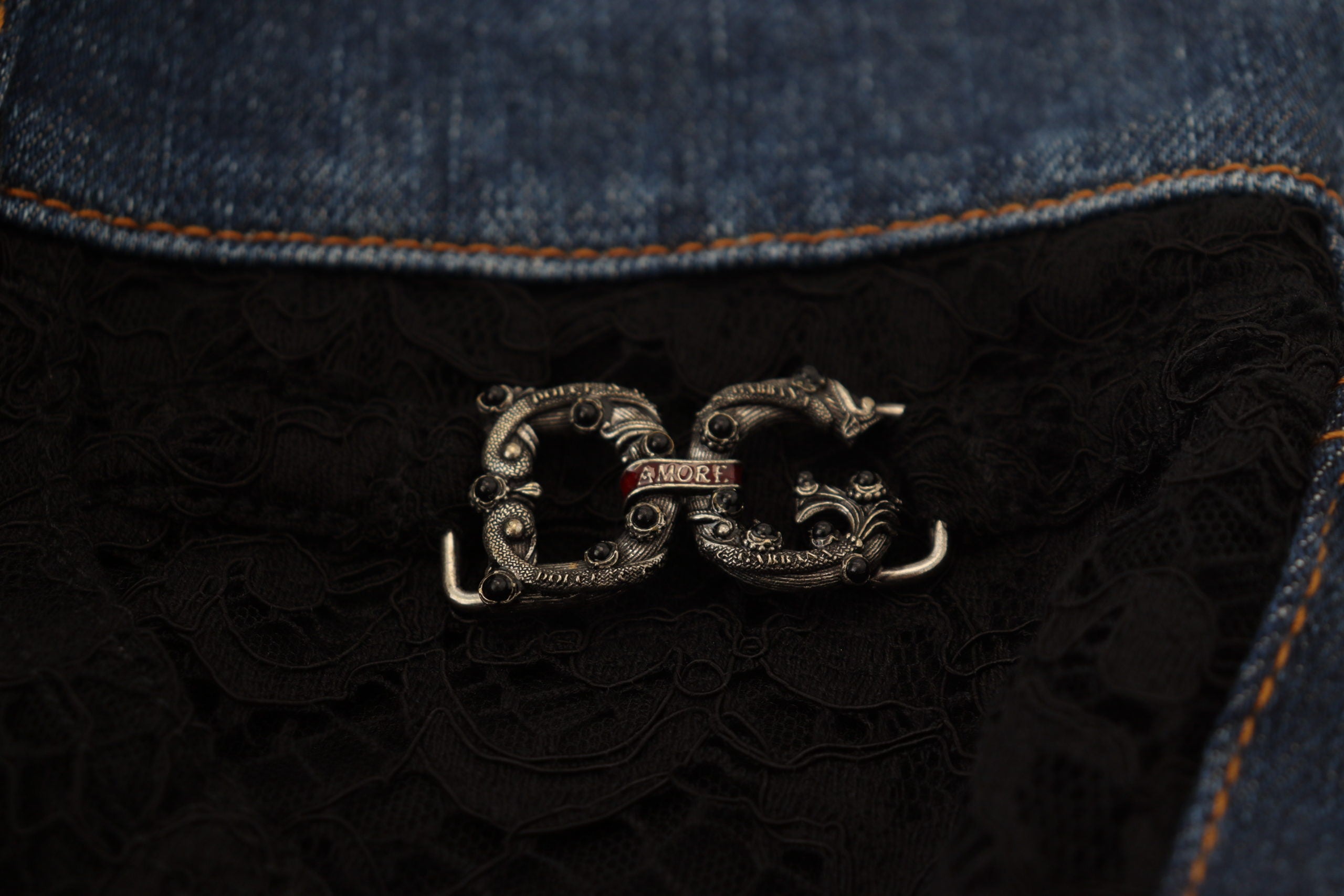 Dolce &amp; Gabbana - Jean élégant à dentelle florale sur le devant