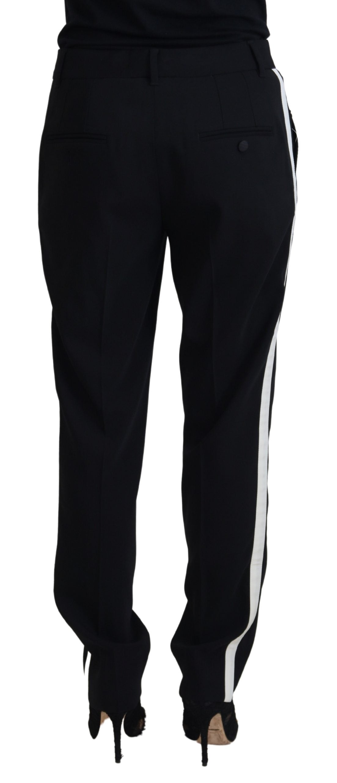 Dolce &amp; Gabbana Elegante schwarze Hose aus Woll-Seiden-Mix