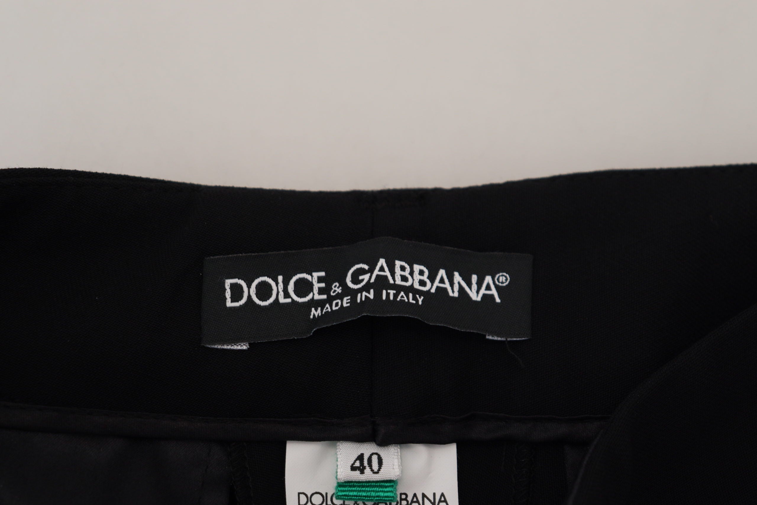 Dolce &amp; Gabbana Elegante schwarze Hose aus Woll-Seiden-Mix