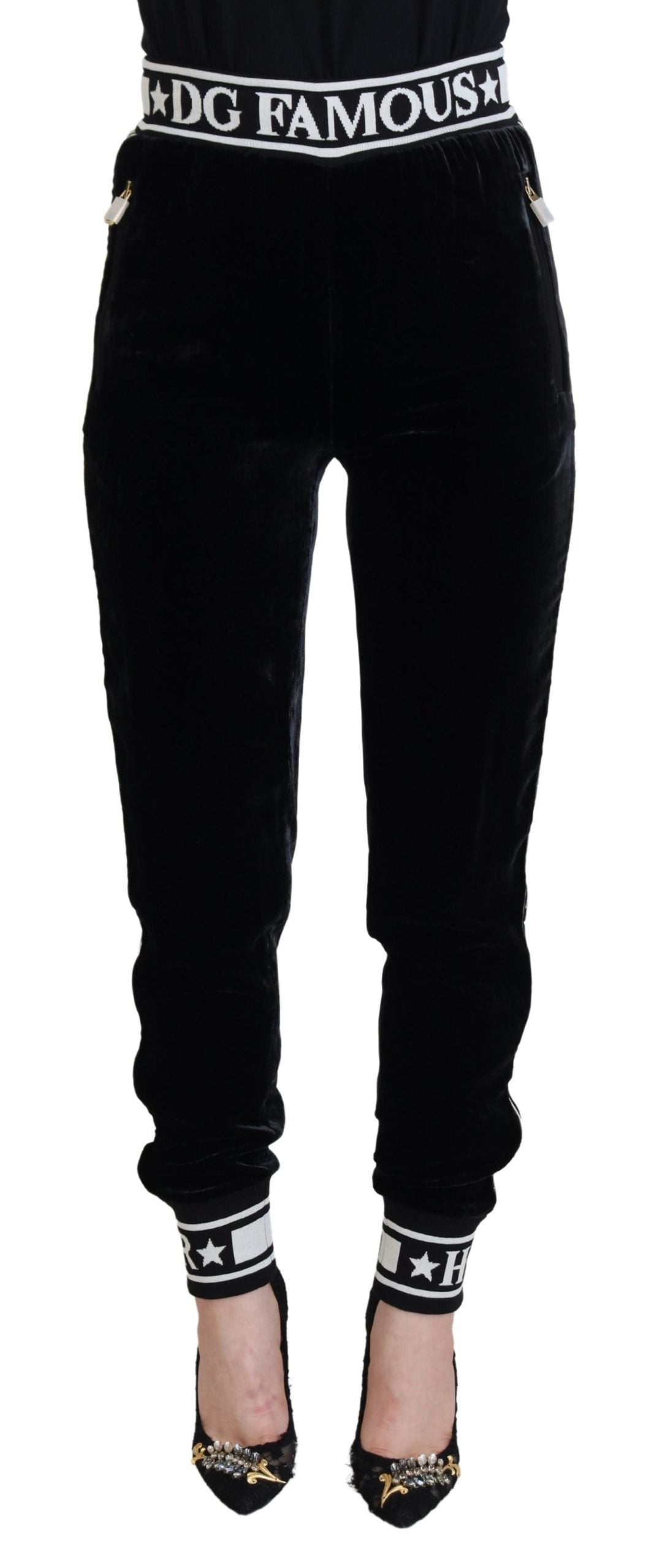 Dolce &amp; Gabbana Elegante Samthose – Zeitloser schwarzer Luxus