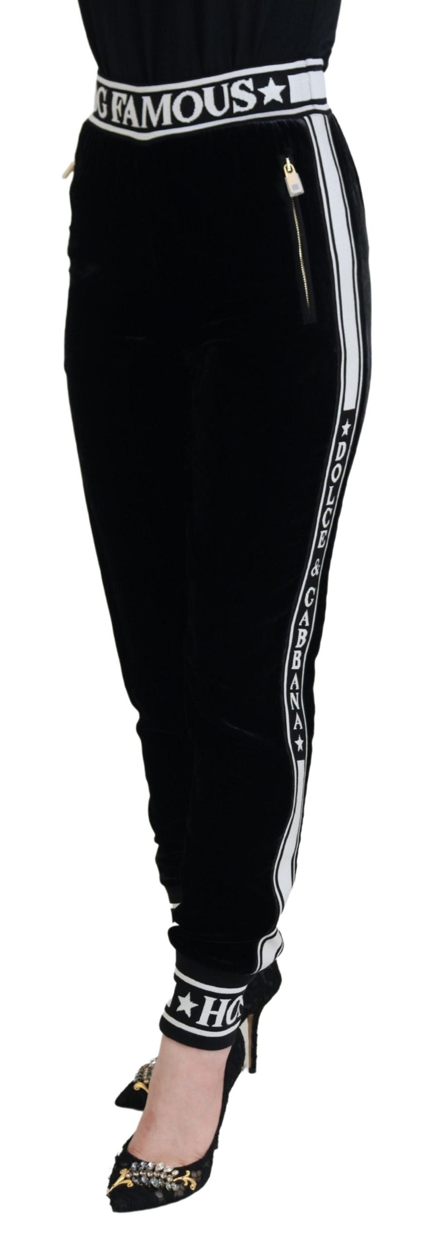 Dolce &amp; Gabbana Elegante Samthose – Zeitloser schwarzer Luxus