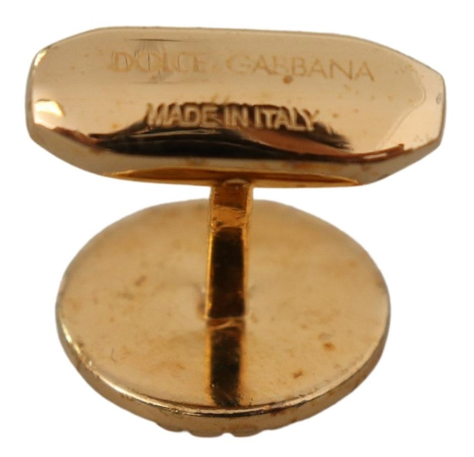 Boutons de manchette élégants pour homme Dolce &amp; Gabbana en laiton plaqué or