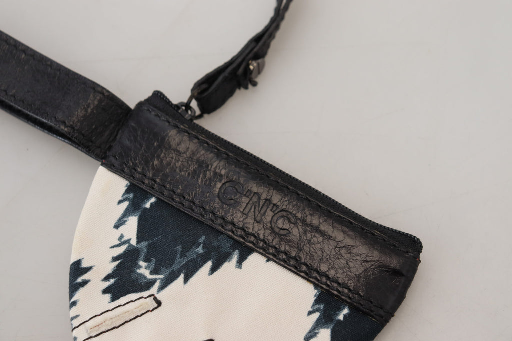 Costume National Chic – Münzgeldbörse aus weißem Leder mit Riemen