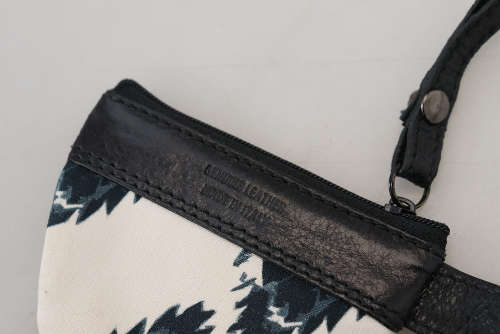 Costume National Chic – Münzgeldbörse aus weißem Leder mit Riemen