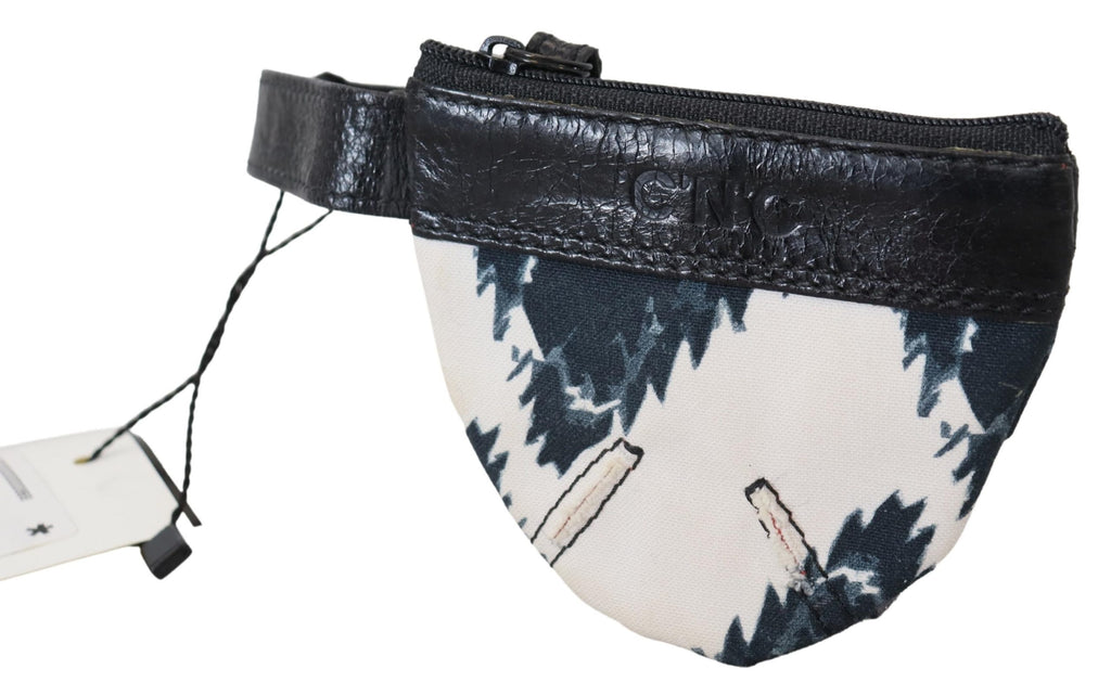 Costume National Chic – Münzgeldbörse aus weißem Leder mit Riemen