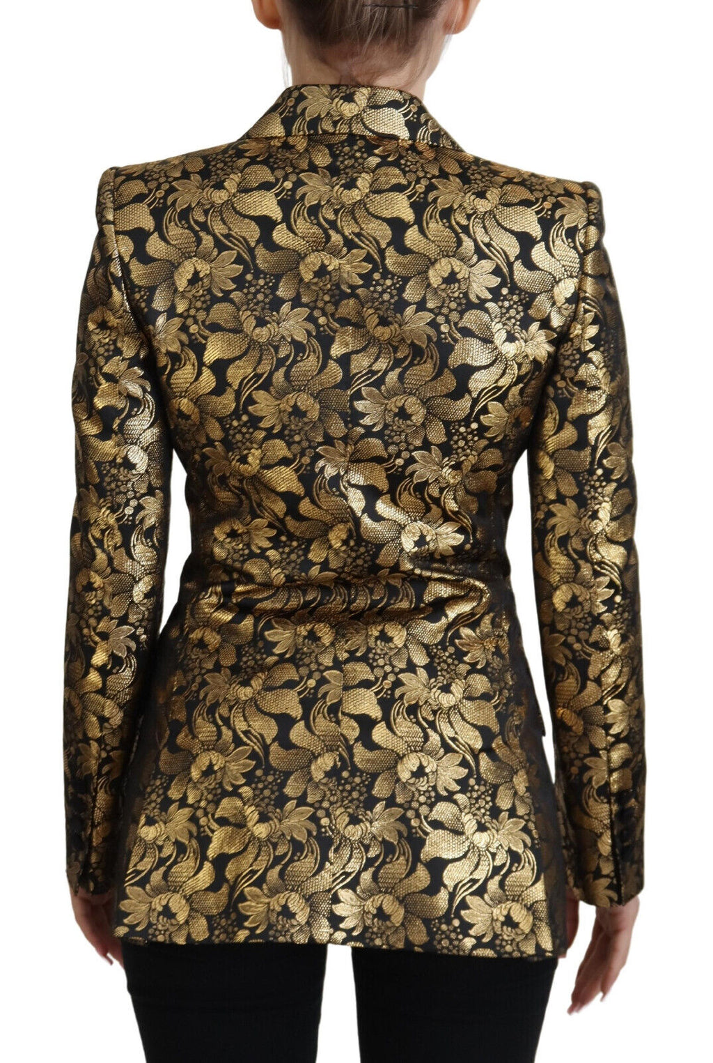 Dolce &amp; Gabbana Elegante schwarz-goldene Blumenjacke