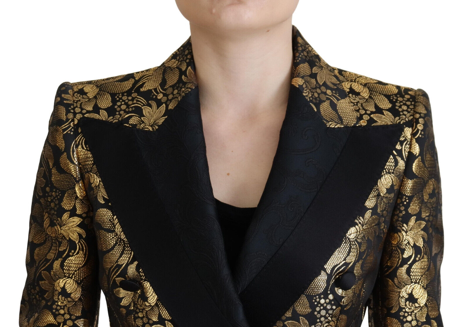 Dolce &amp; Gabbana Elegante schwarz-goldene Blumenjacke