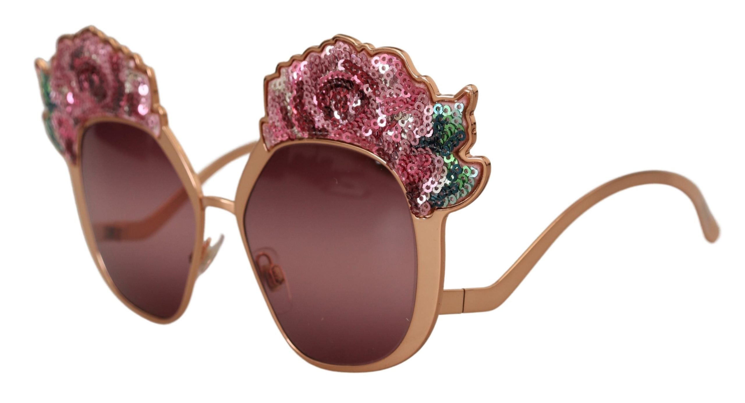 Dolce &amp; Gabbana – Schicke Sonnenbrille mit Rosen-Paillettenstickerei
