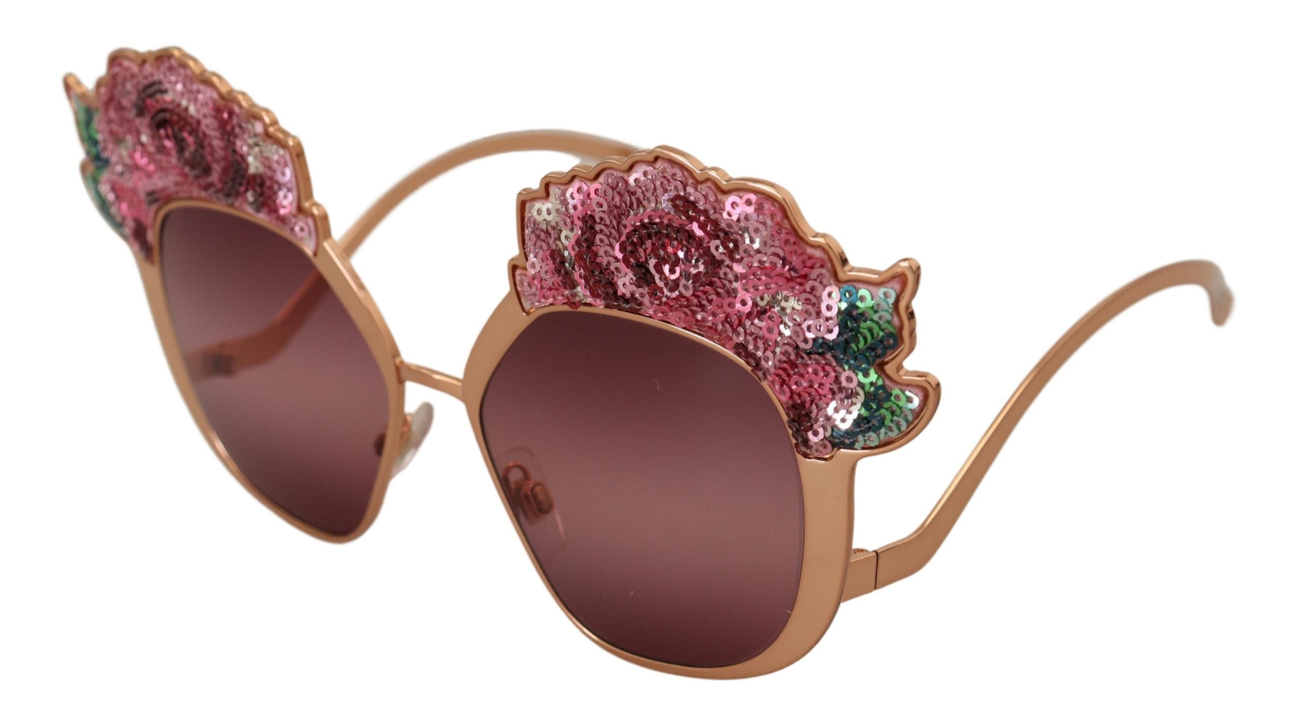 Dolce &amp; Gabbana – Schicke Sonnenbrille mit Rosen-Paillettenstickerei